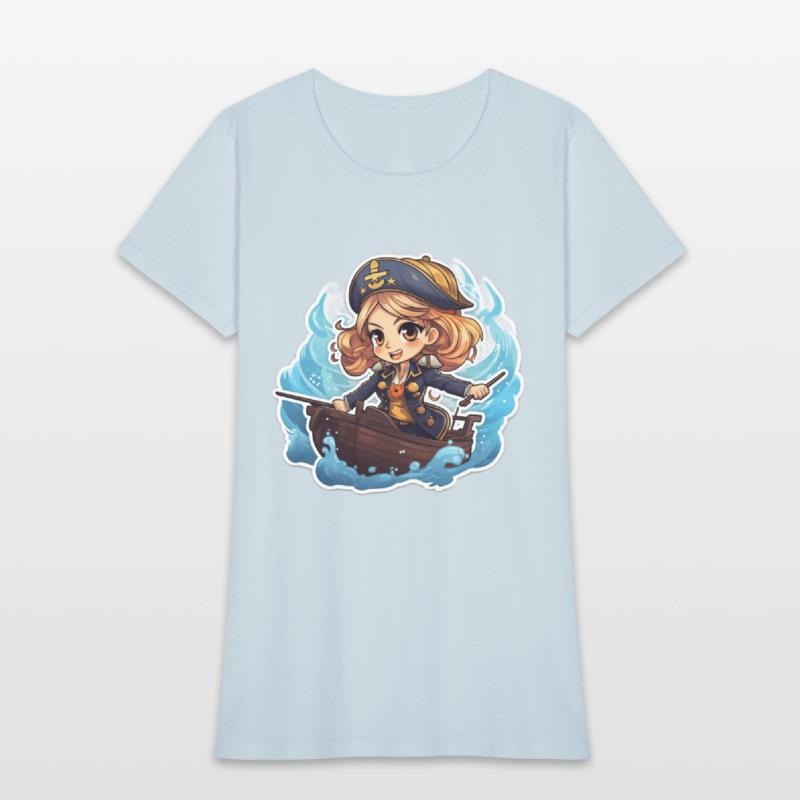 Cute Pirate Captain Steering the Ship