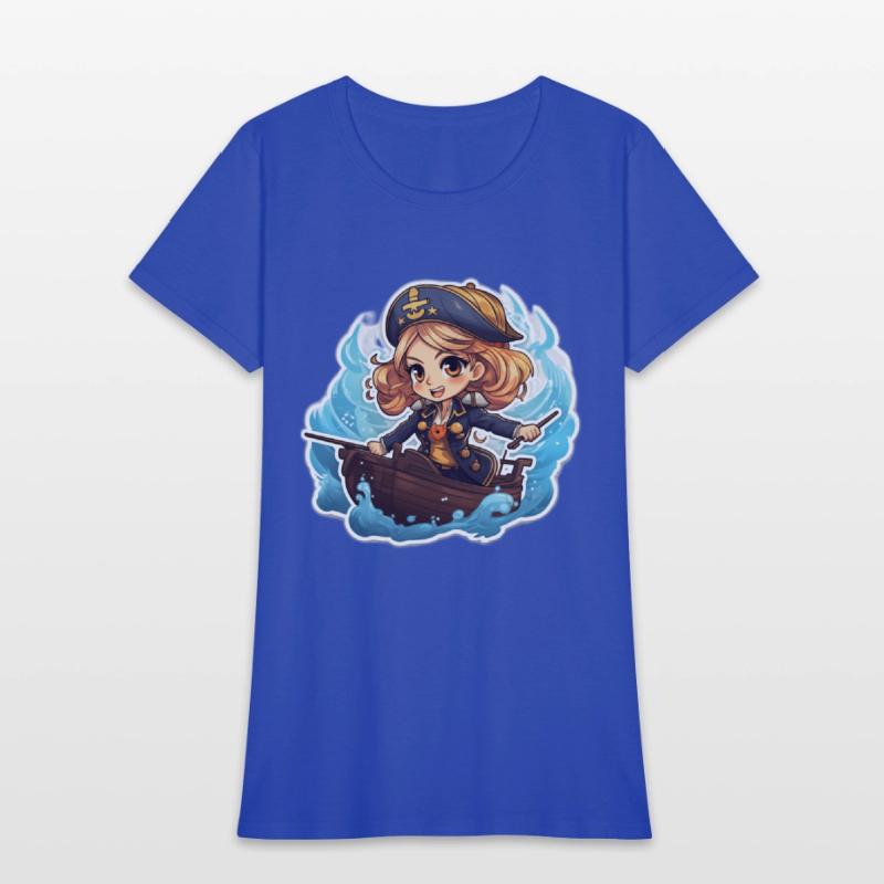 Cute Pirate Captain Steering the Ship