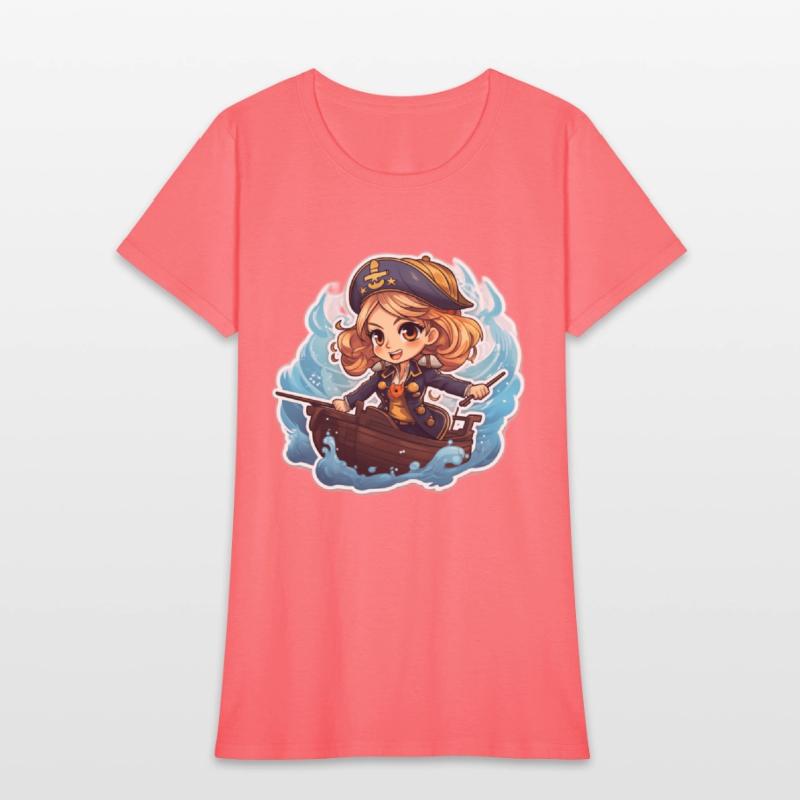 Cute Pirate Captain Steering the Ship