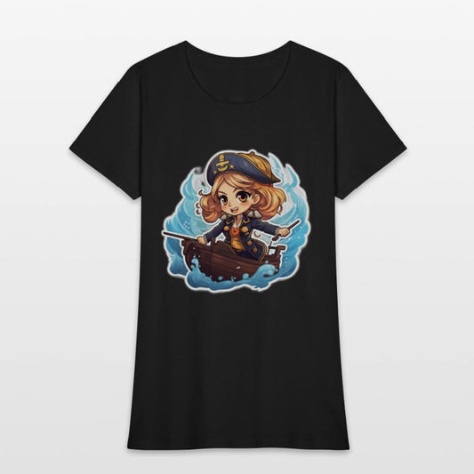 Cute Pirate Captain Steering the Ship