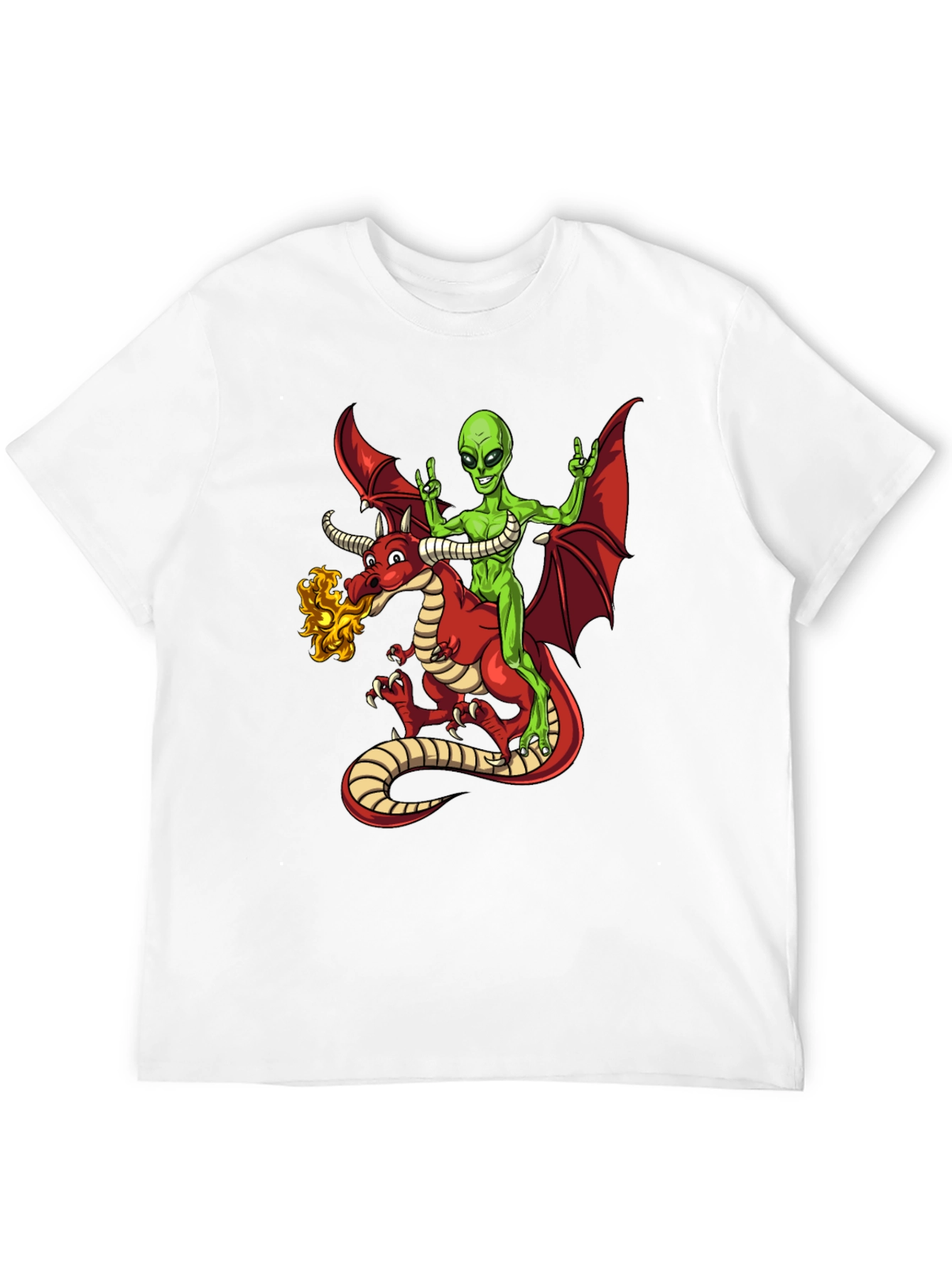 Alien Riding Dragon Graphic T-Shirt