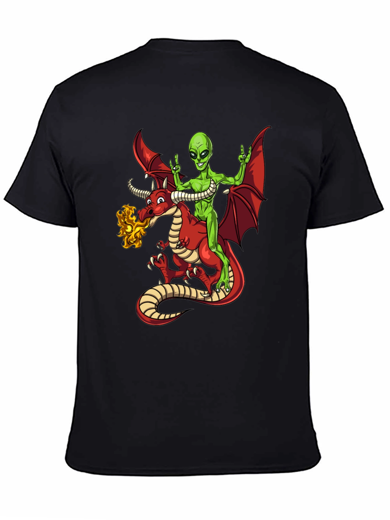 Alien Riding Dragon Graphic T-Shirt