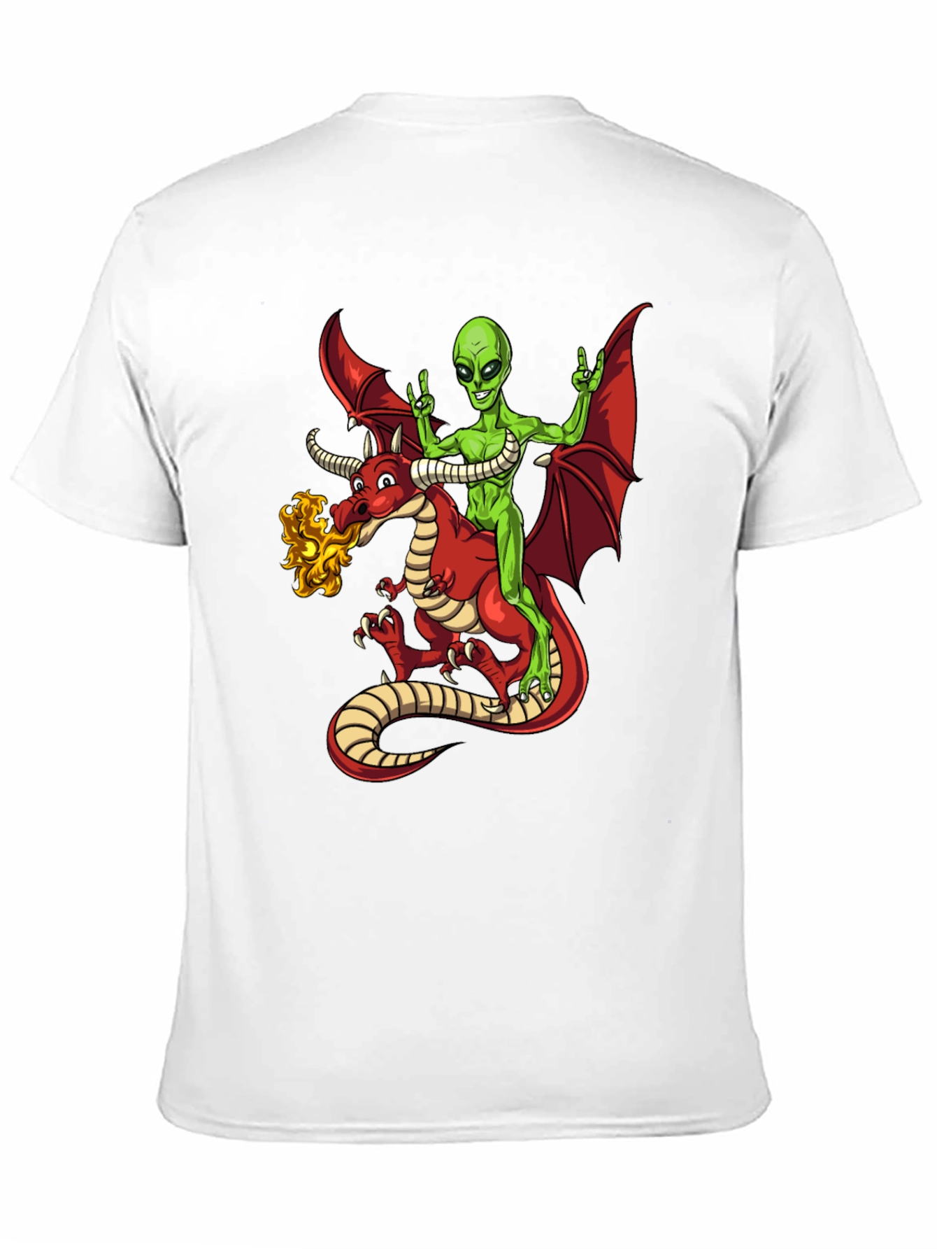 Alien Riding Dragon Graphic T-Shirt
