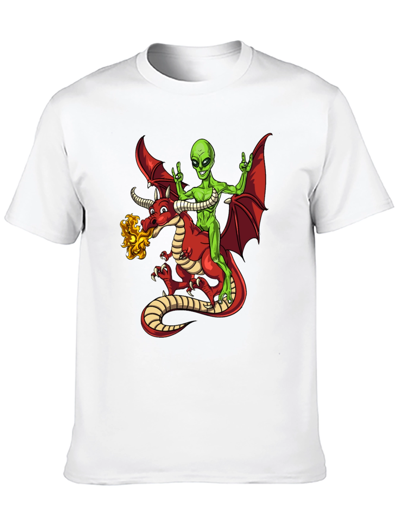Alien Riding Dragon Graphic T-Shirt