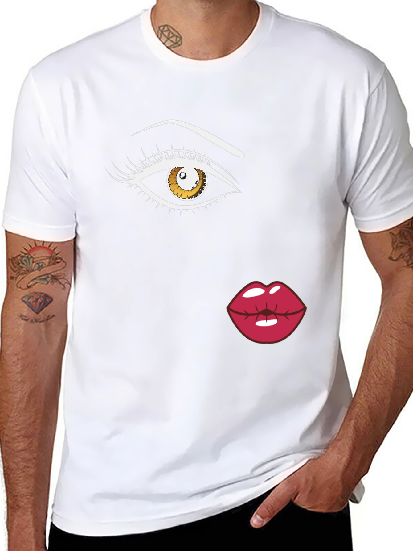 Eye and Lips Graphic Black T-Shirt