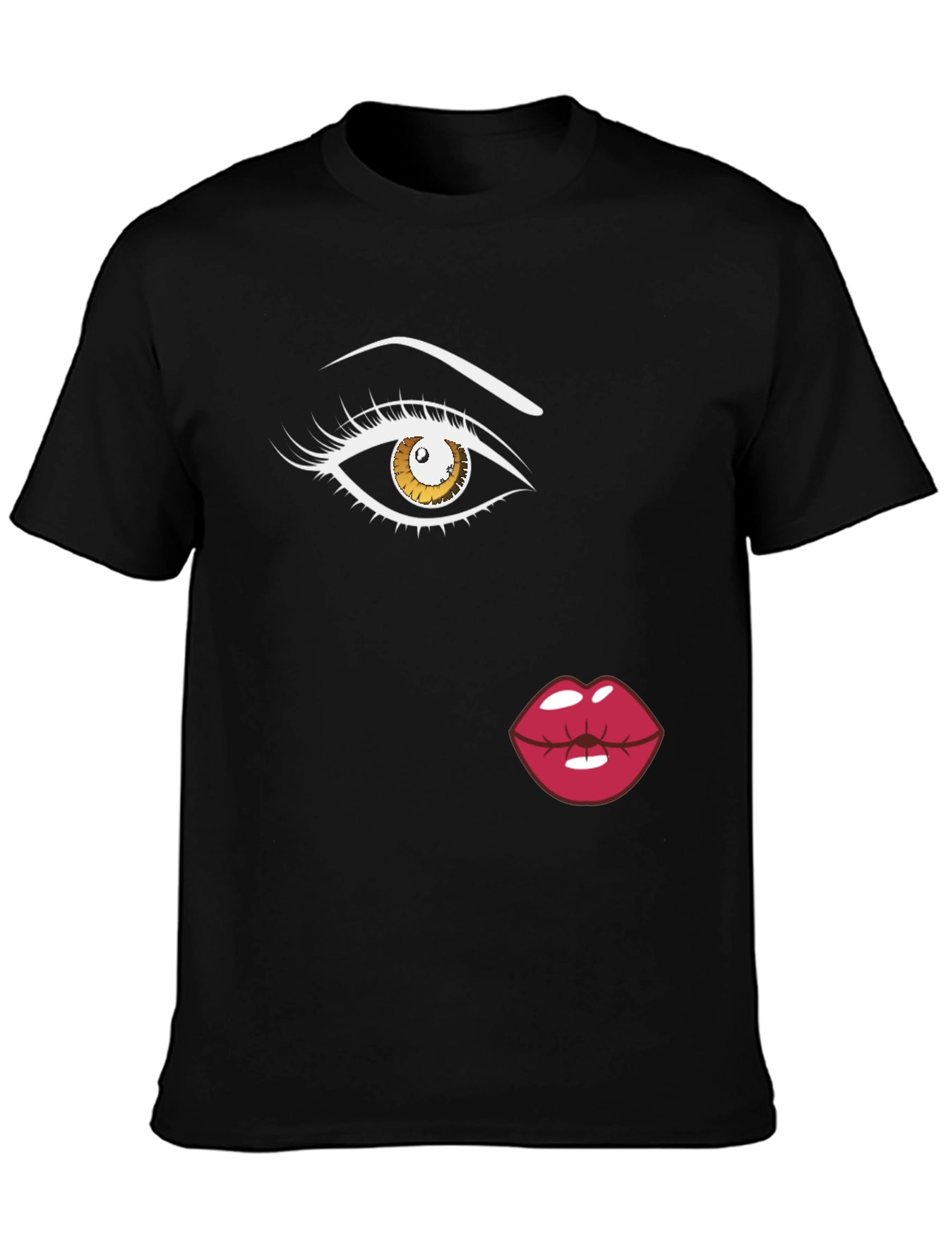 Eye and Lips Graphic Black T-Shirt