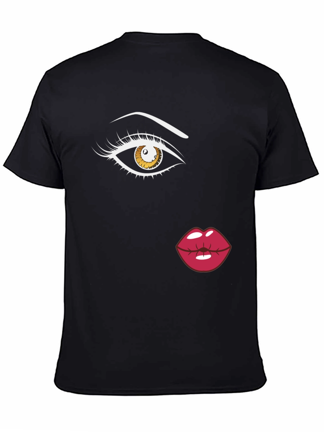 Eye and Lips Graphic Black T-Shirt