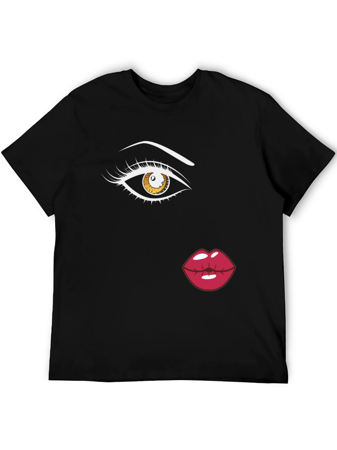Eye and Lips Graphic Black T-Shirt