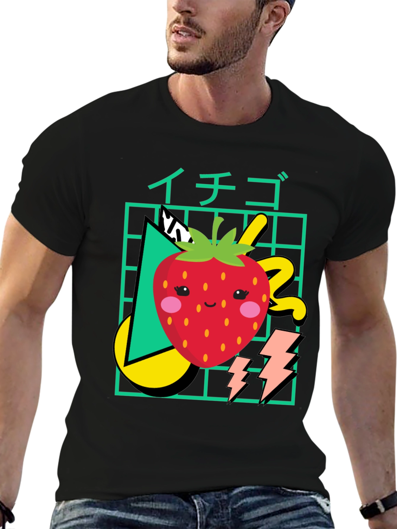 Kawaii Strawberry Graphic Tee - Retro 80s Style