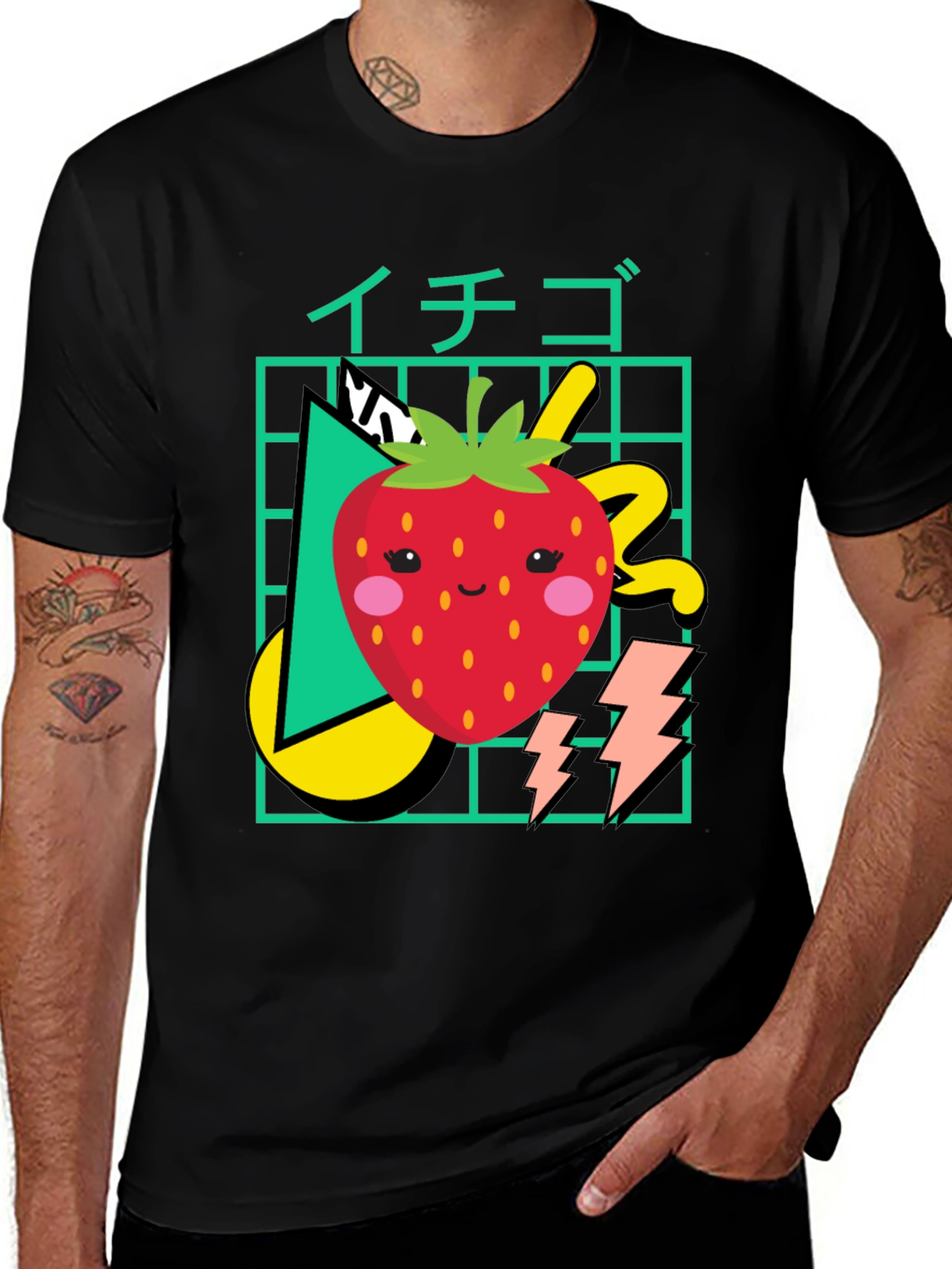 Kawaii Strawberry Graphic Tee - Retro 80s Style