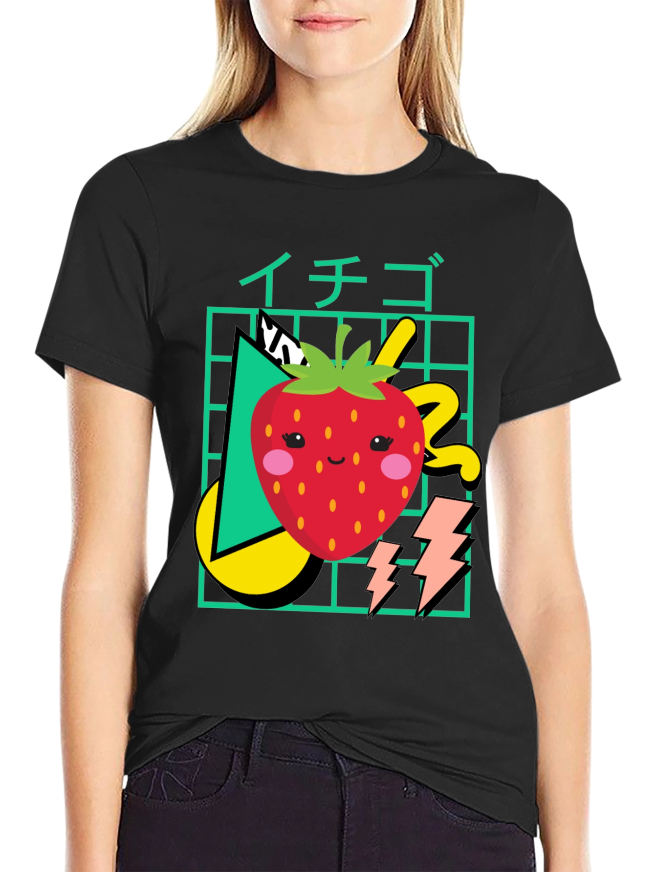 Kawaii Strawberry Graphic Tee - Retro 80s Style