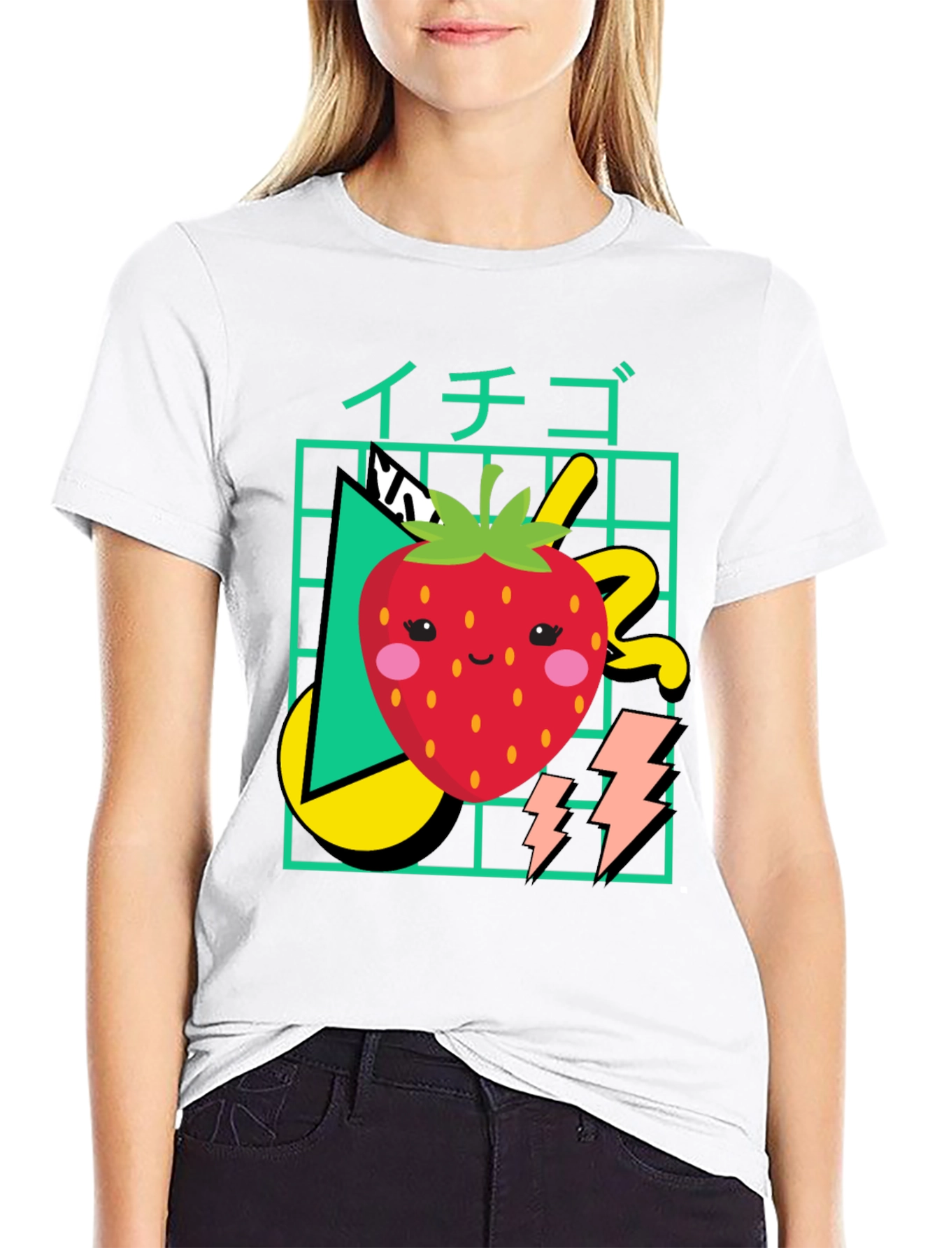 Kawaii Strawberry Graphic Tee - Retro 80s Style