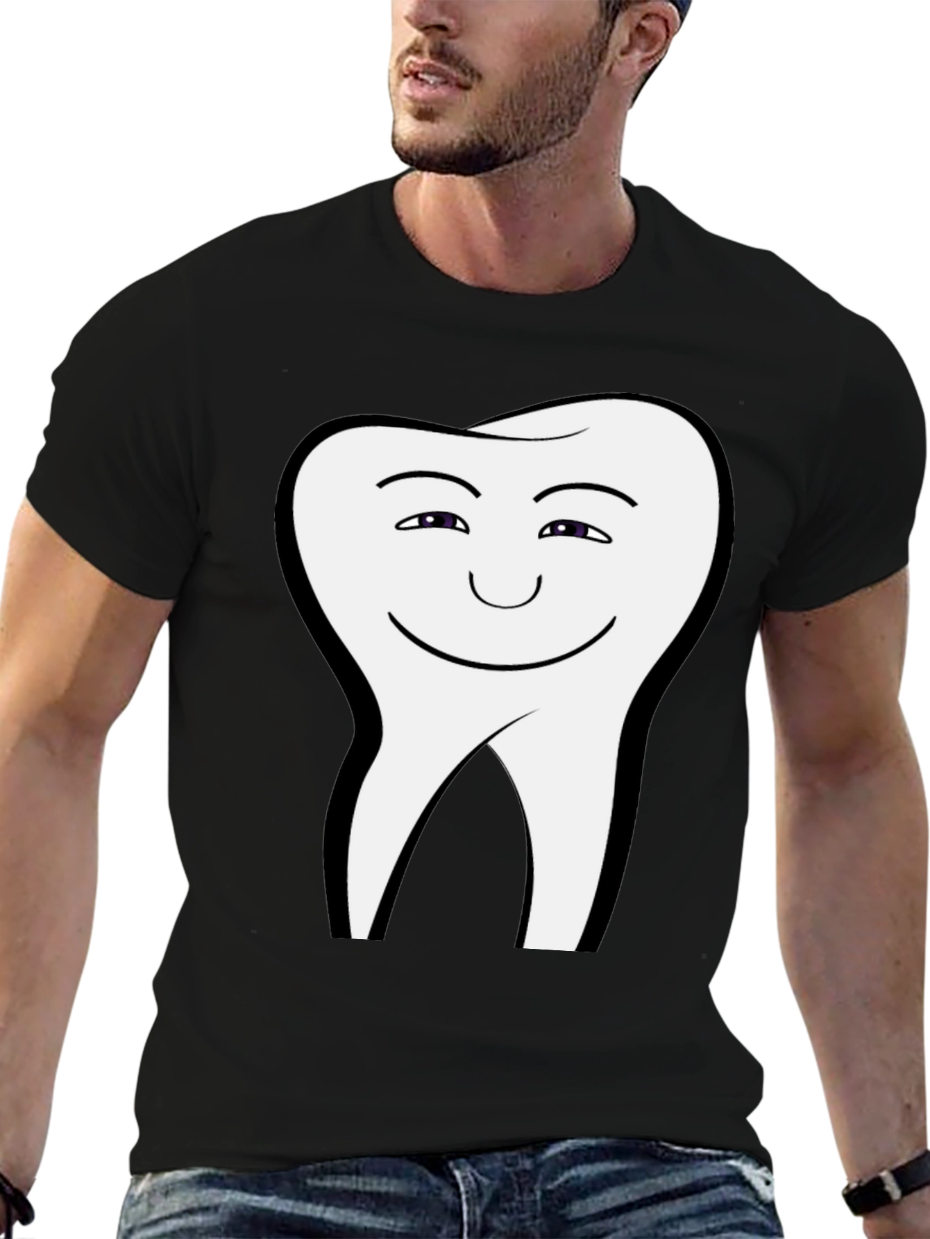 Funny Tooth Graphic Black T-Shirt