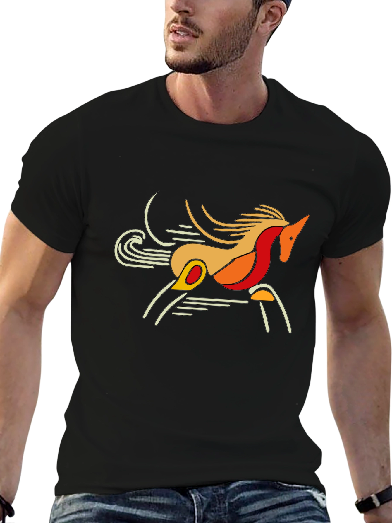 Abstract Horse Graphic T-Shirt
