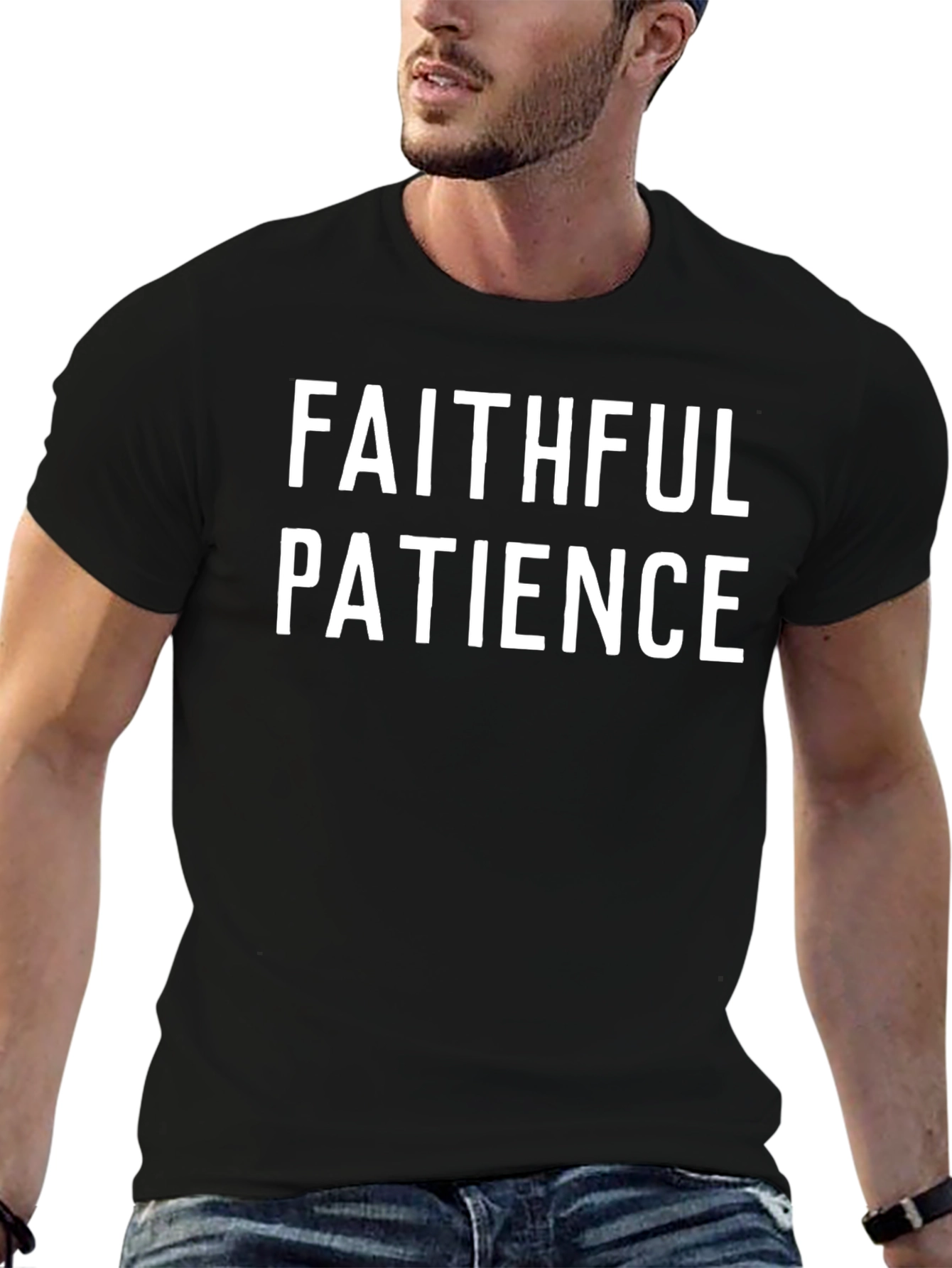 Faithful Patience T-Shirt - Black Crew Neck Tee