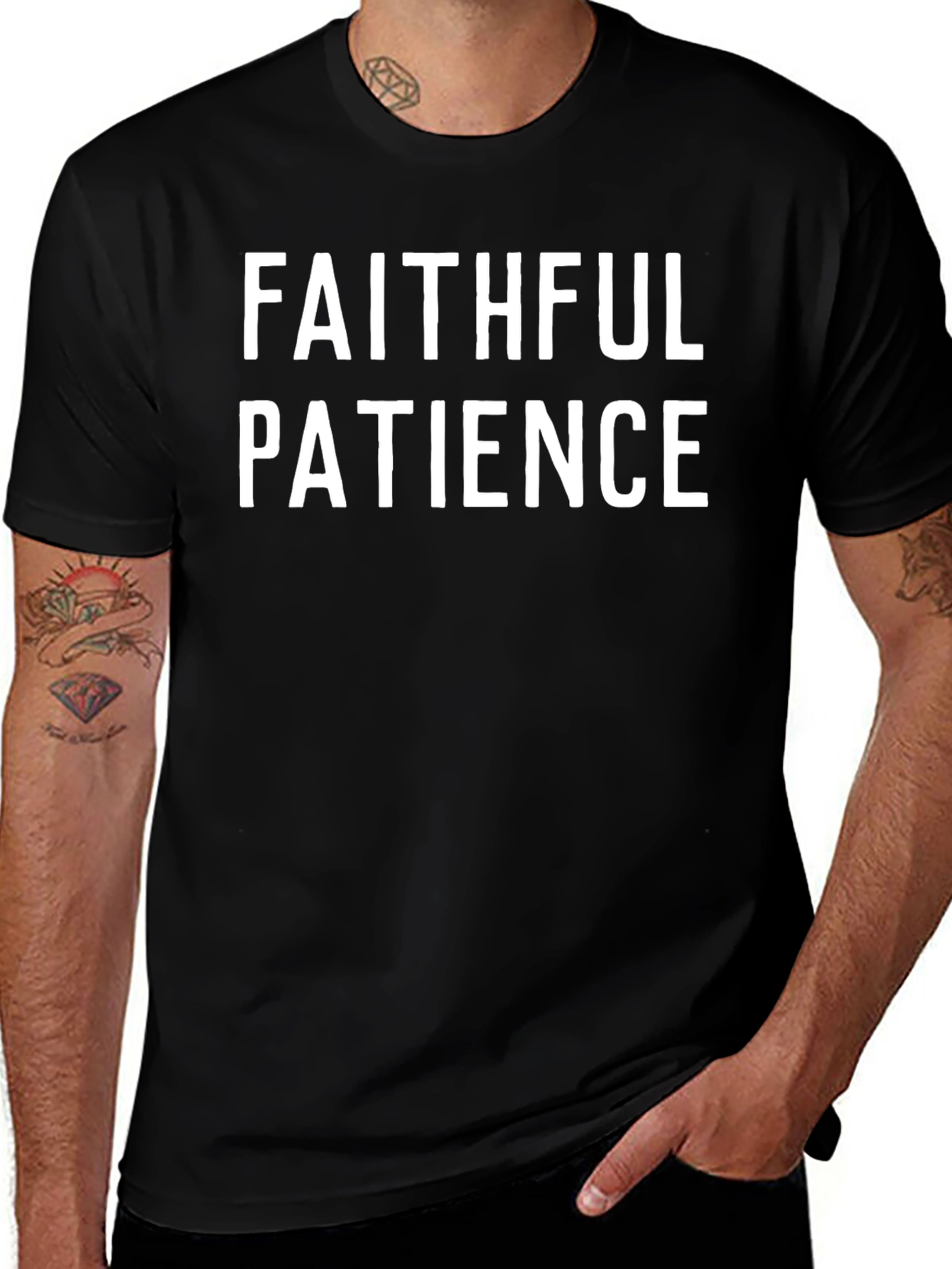 Faithful Patience T-Shirt - Black Crew Neck Tee