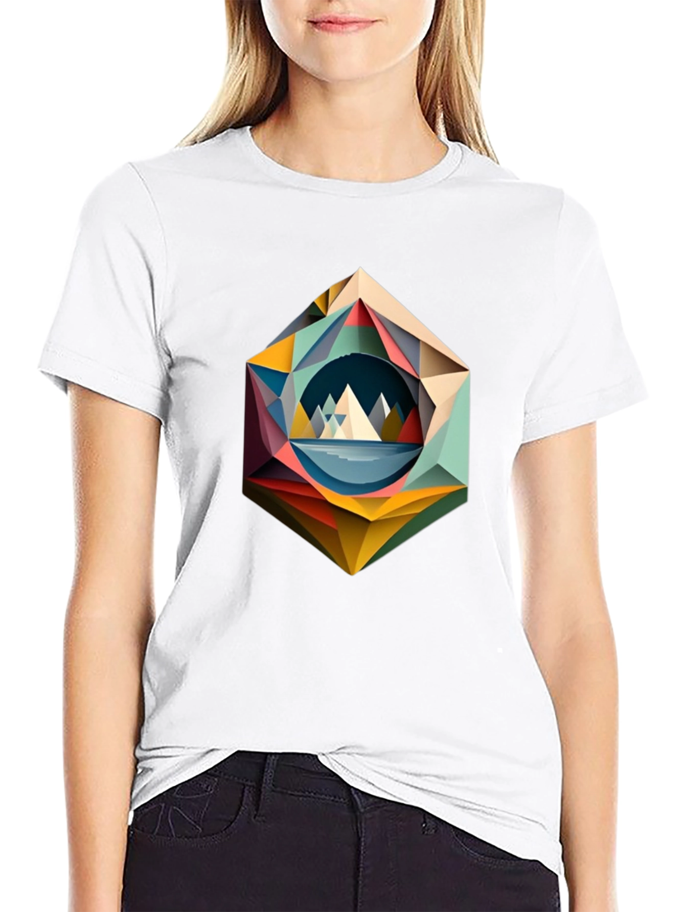Geometric Mountain T-Shirt - Modern Art Design