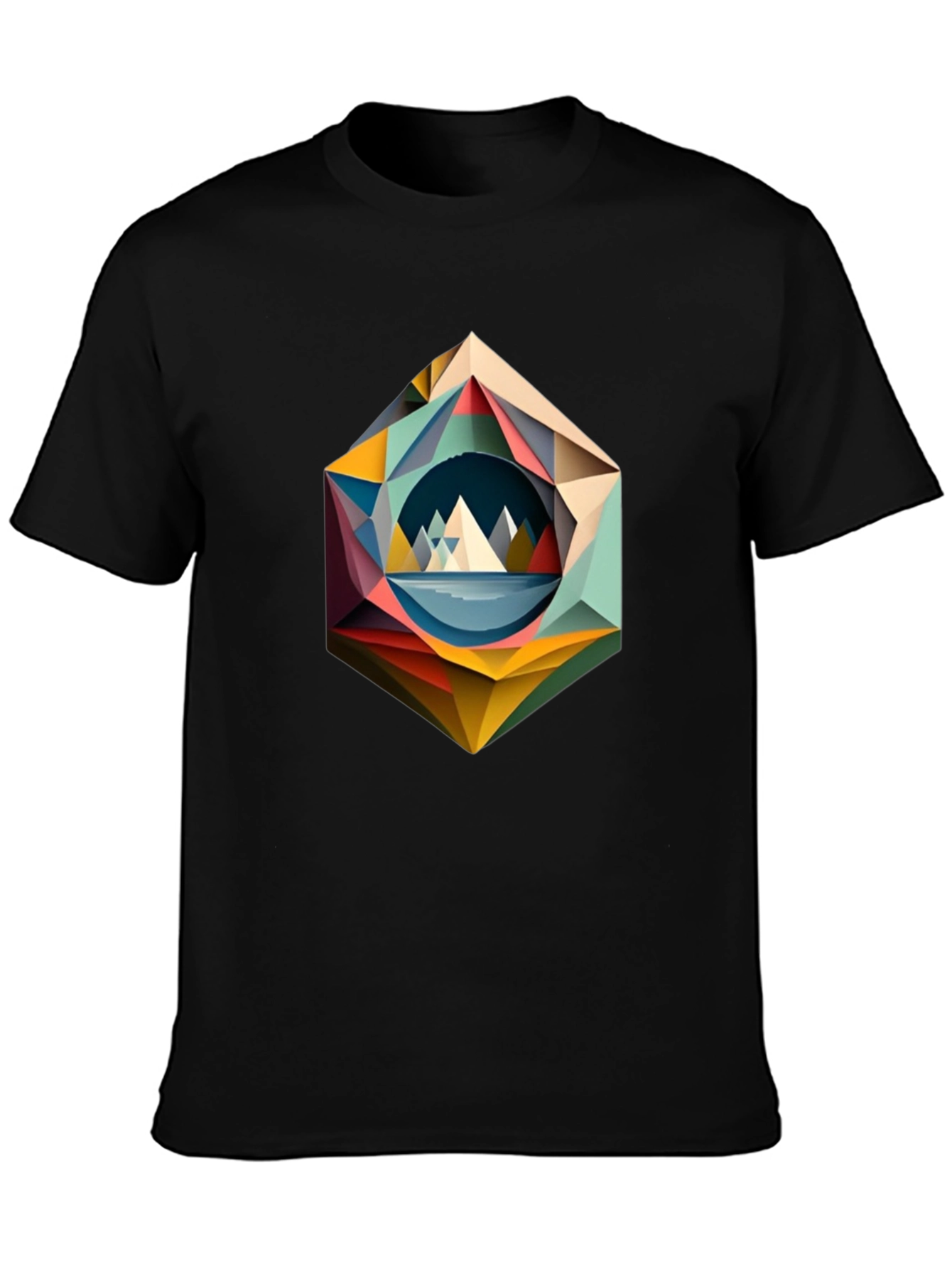 Geometric Mountain T-Shirt - Modern Art Design