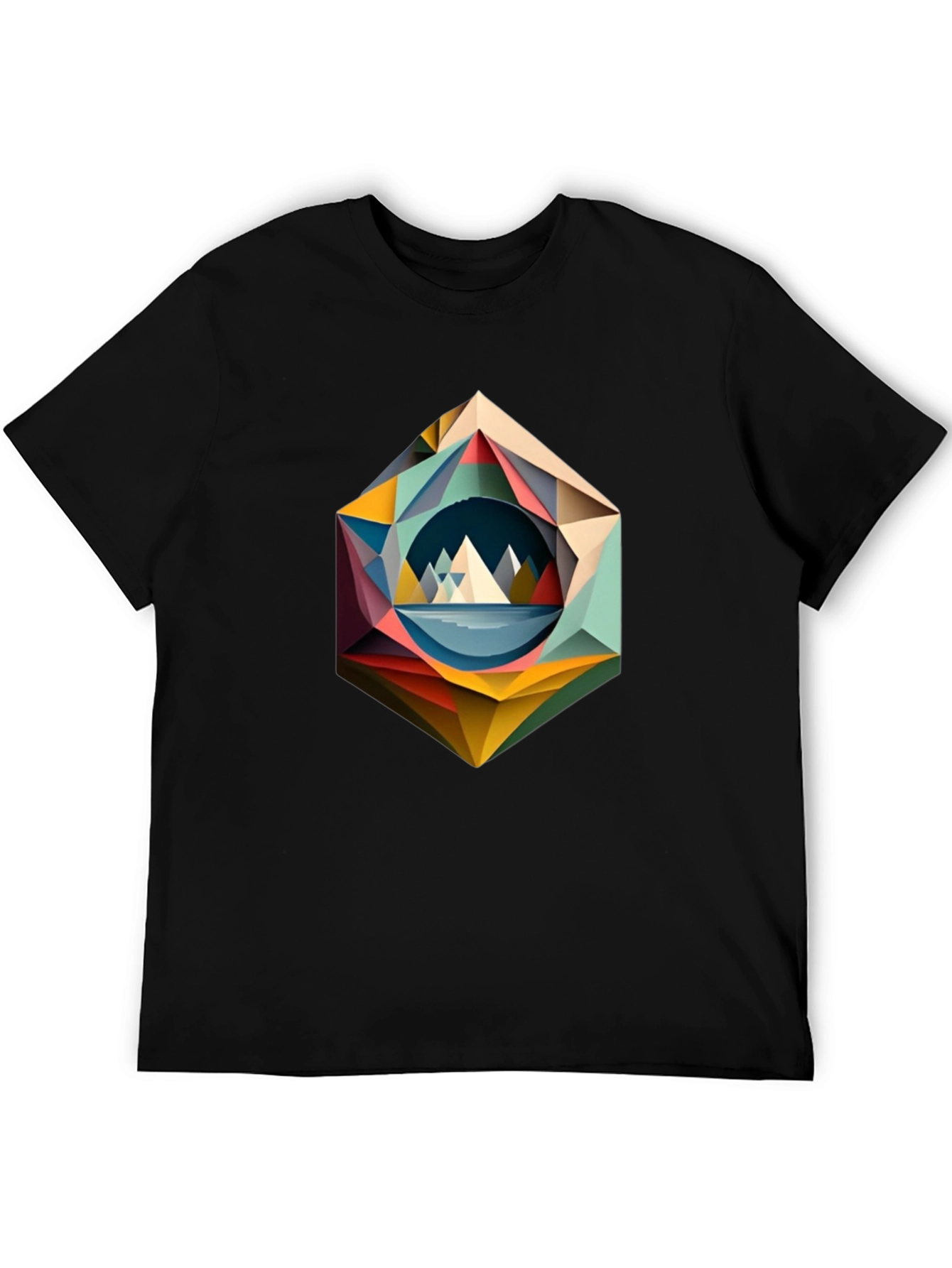Geometric Mountain T-Shirt - Modern Art Design