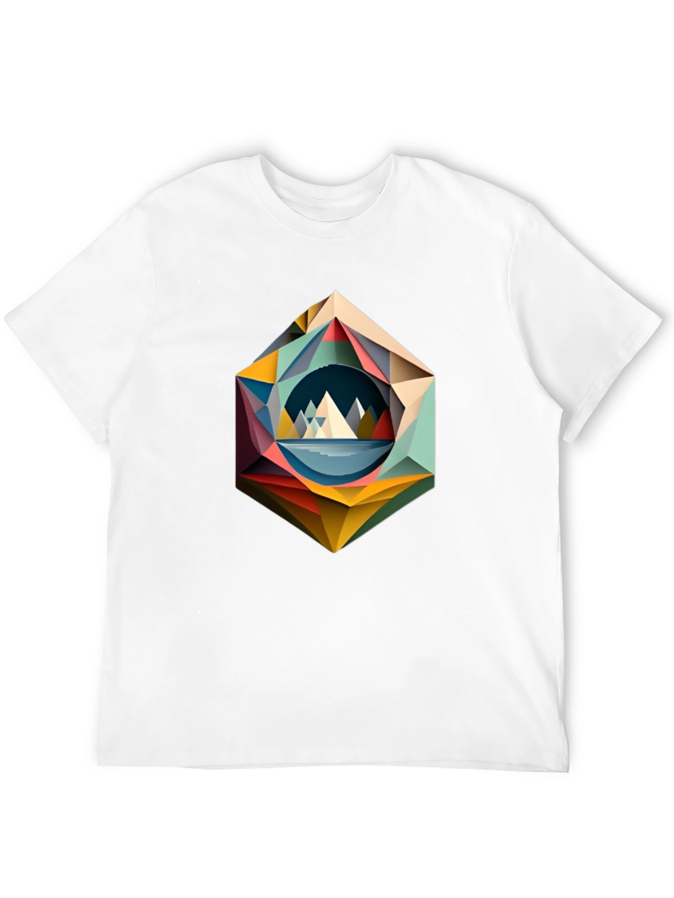 Geometric Mountain T-Shirt - Modern Art Design