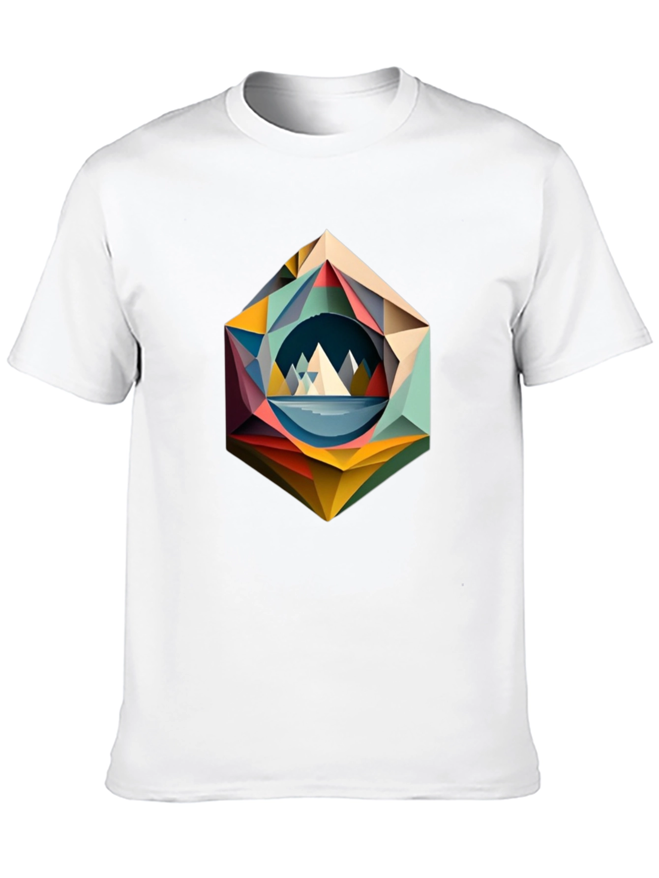 Geometric Mountain T-Shirt - Modern Art Design