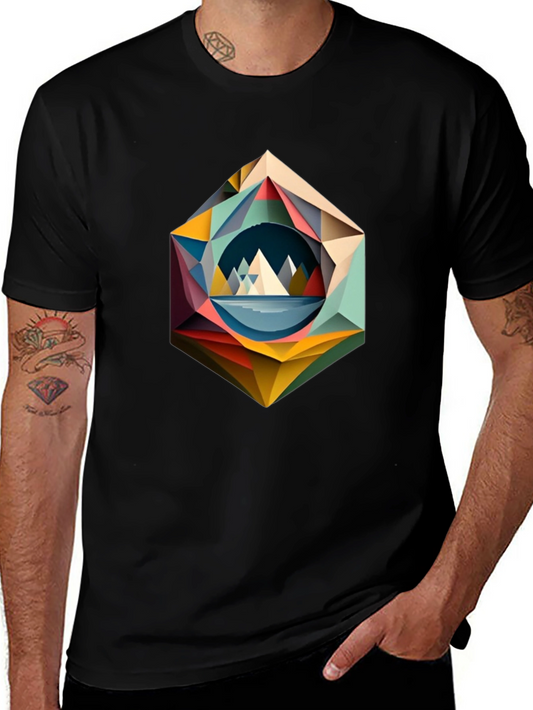 Geometric Mountain T-Shirt - Modern Art Design