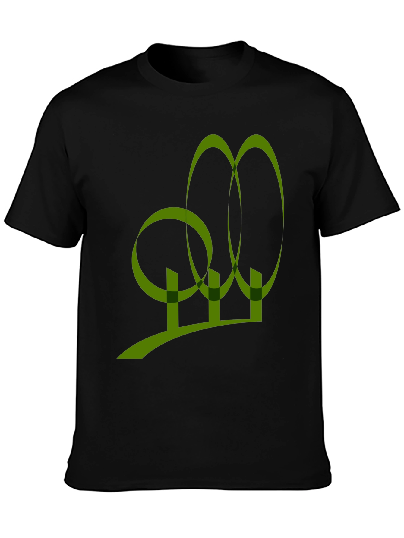 Abstract Olive Green Graphic Print Black T-Shirt