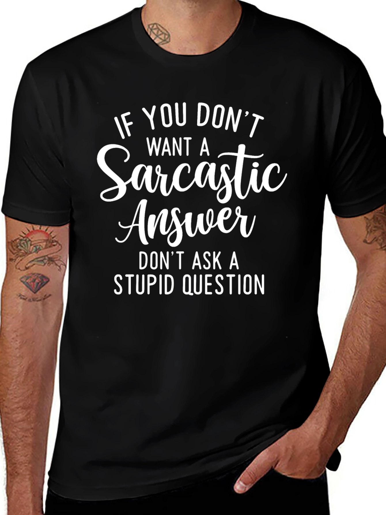 Sarcastic Answer Black T-Shirt Funny Graphic Tee