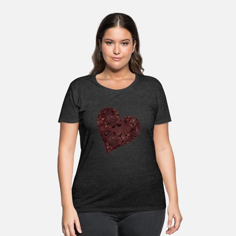 dark red heart in paisley pattern style