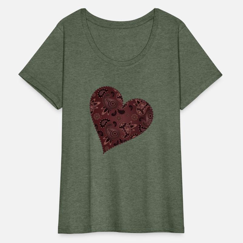 dark red heart in paisley pattern style