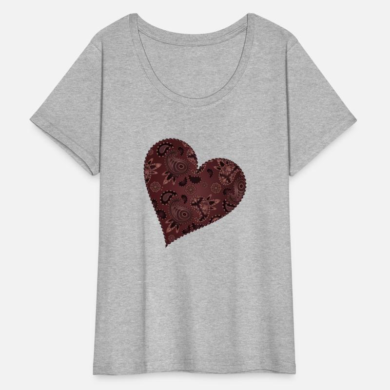 dark red heart in paisley pattern style