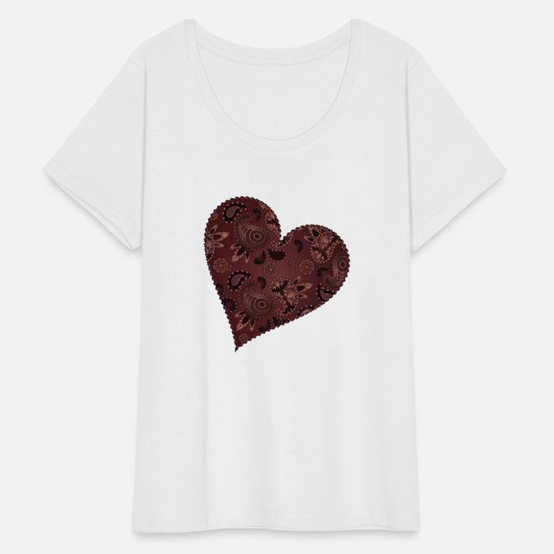 dark red heart in paisley pattern style