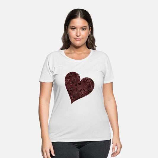 dark red heart in paisley pattern style