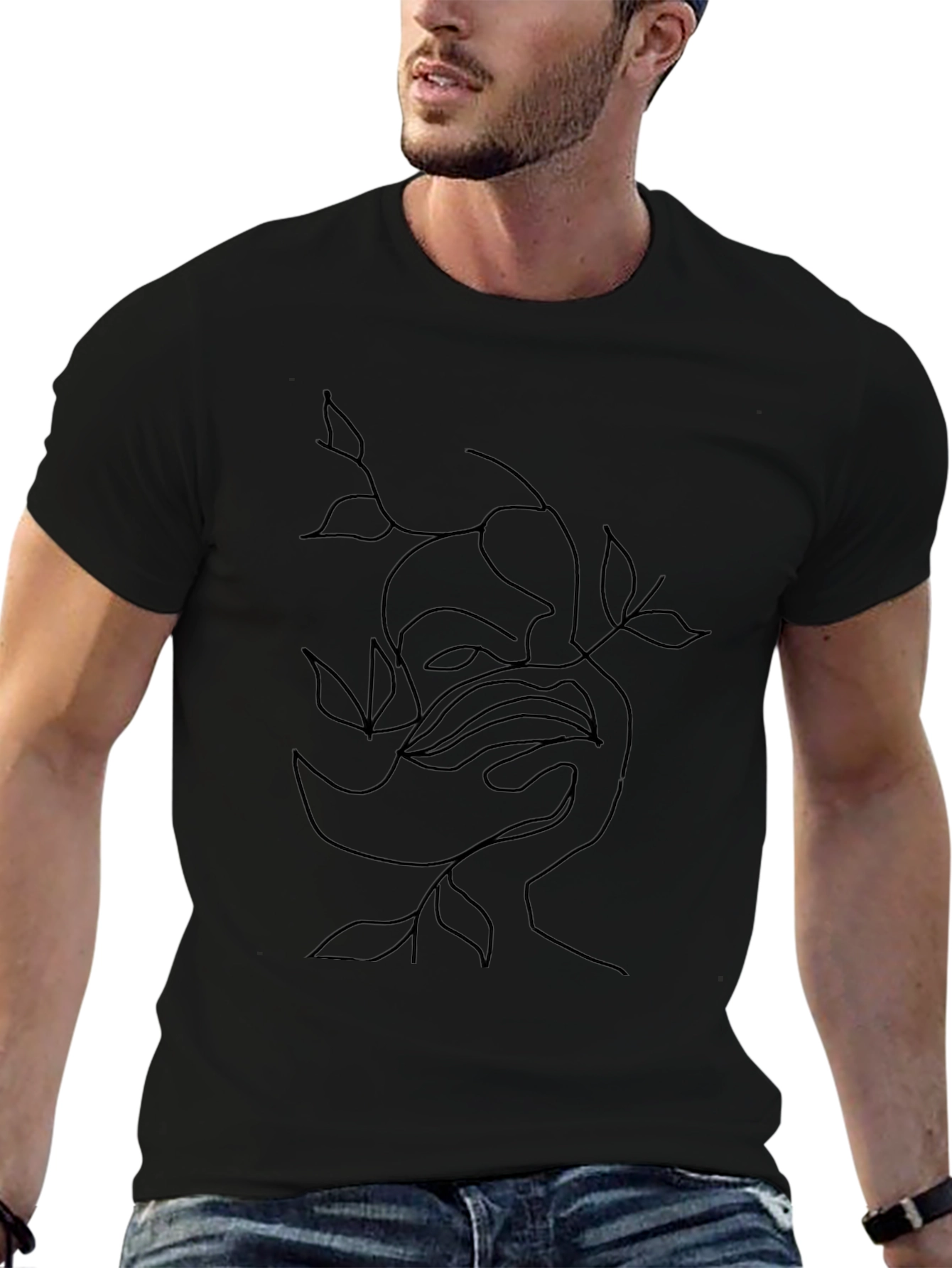 Abstract Line Art Black Graphic Tee