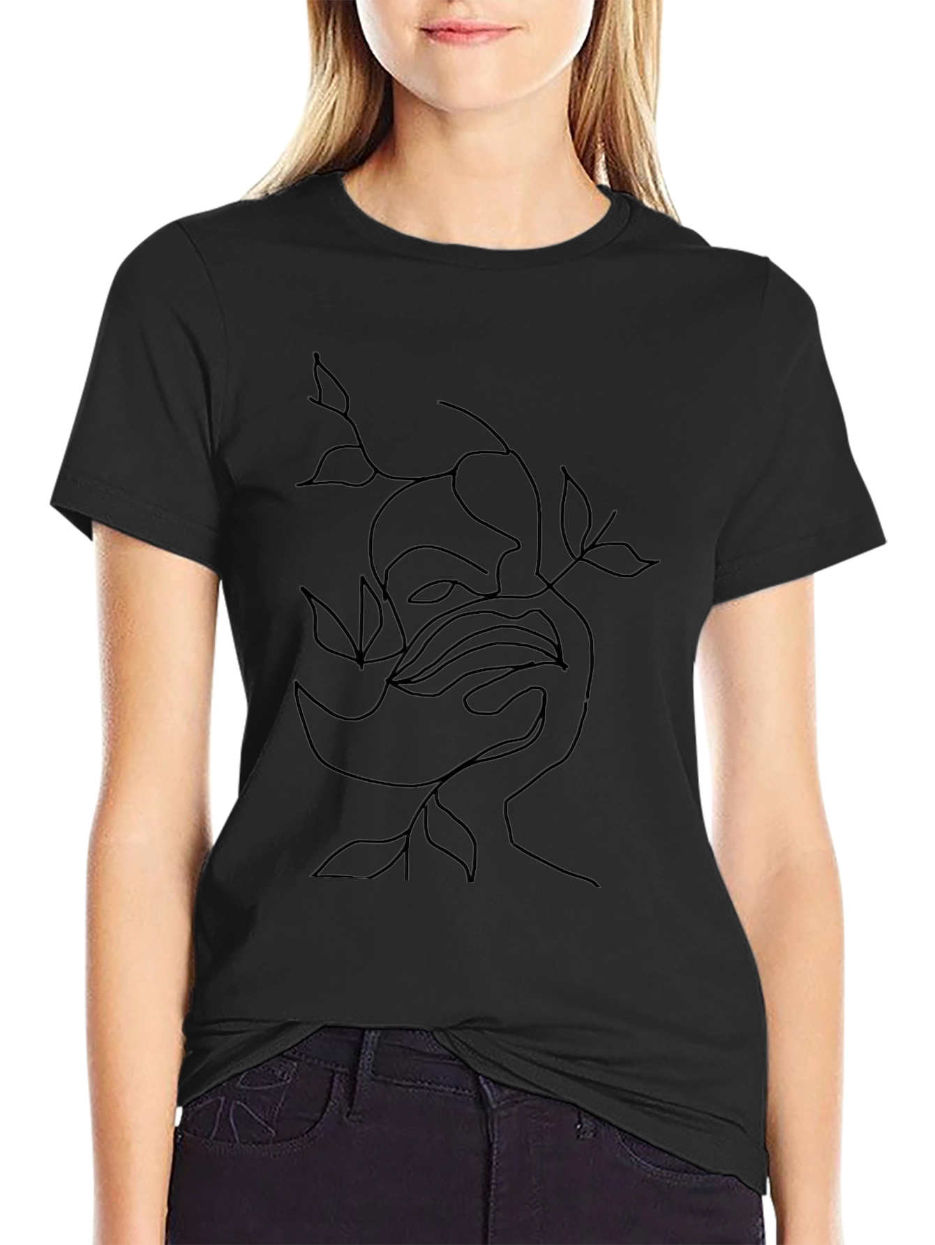Abstract Line Art Black Graphic Tee
