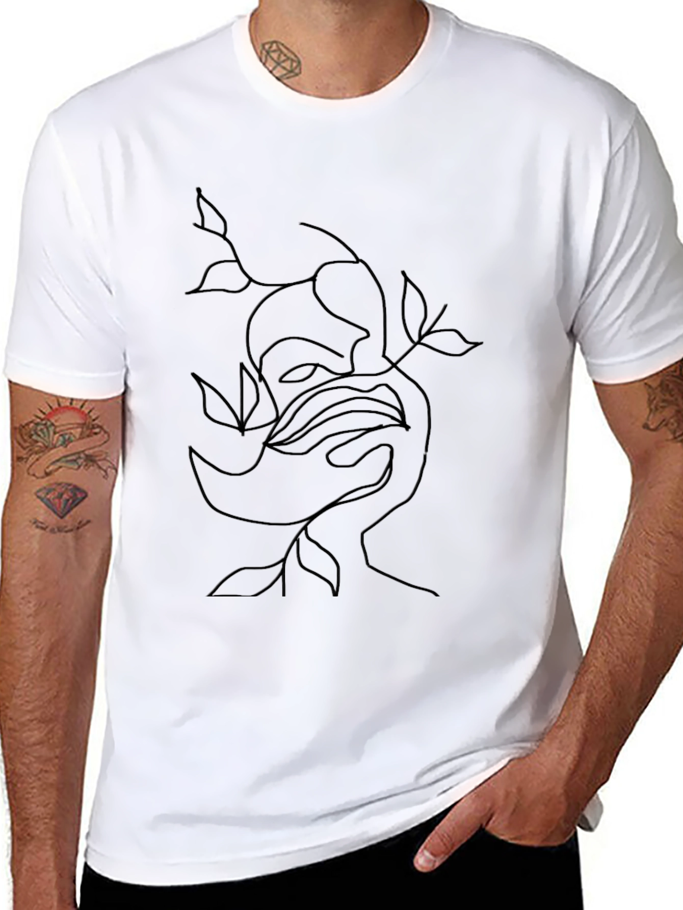 Abstract Line Art Black Graphic Tee