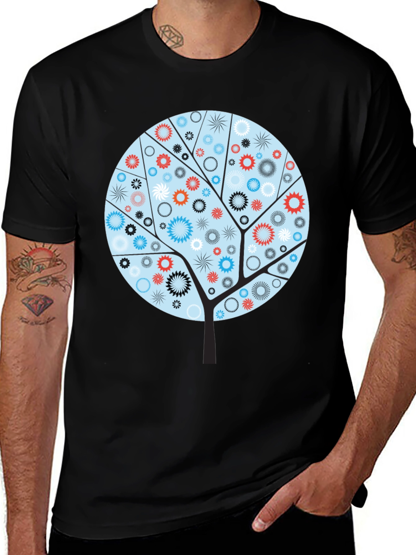 Abstract Floral Tree Graphic Tee - Modern Style