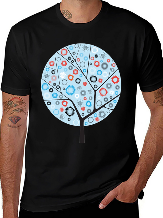 Abstract Floral Tree Graphic Tee - Modern Style