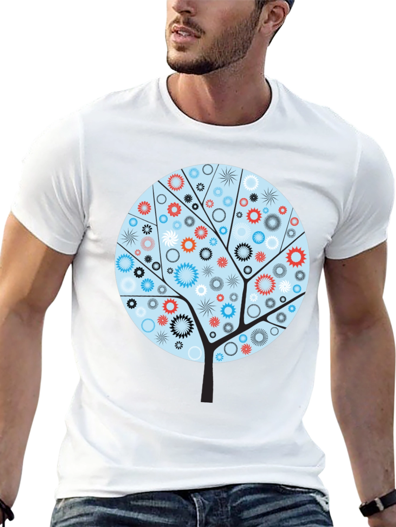 Abstract Floral Tree Graphic Tee - Modern Style