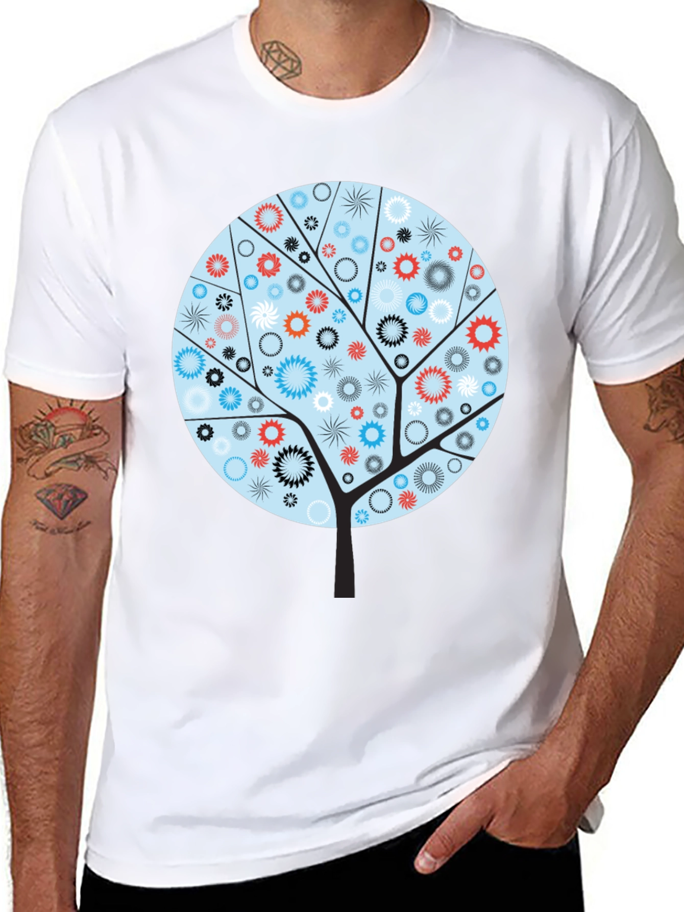 Abstract Floral Tree Graphic Tee - Modern Style