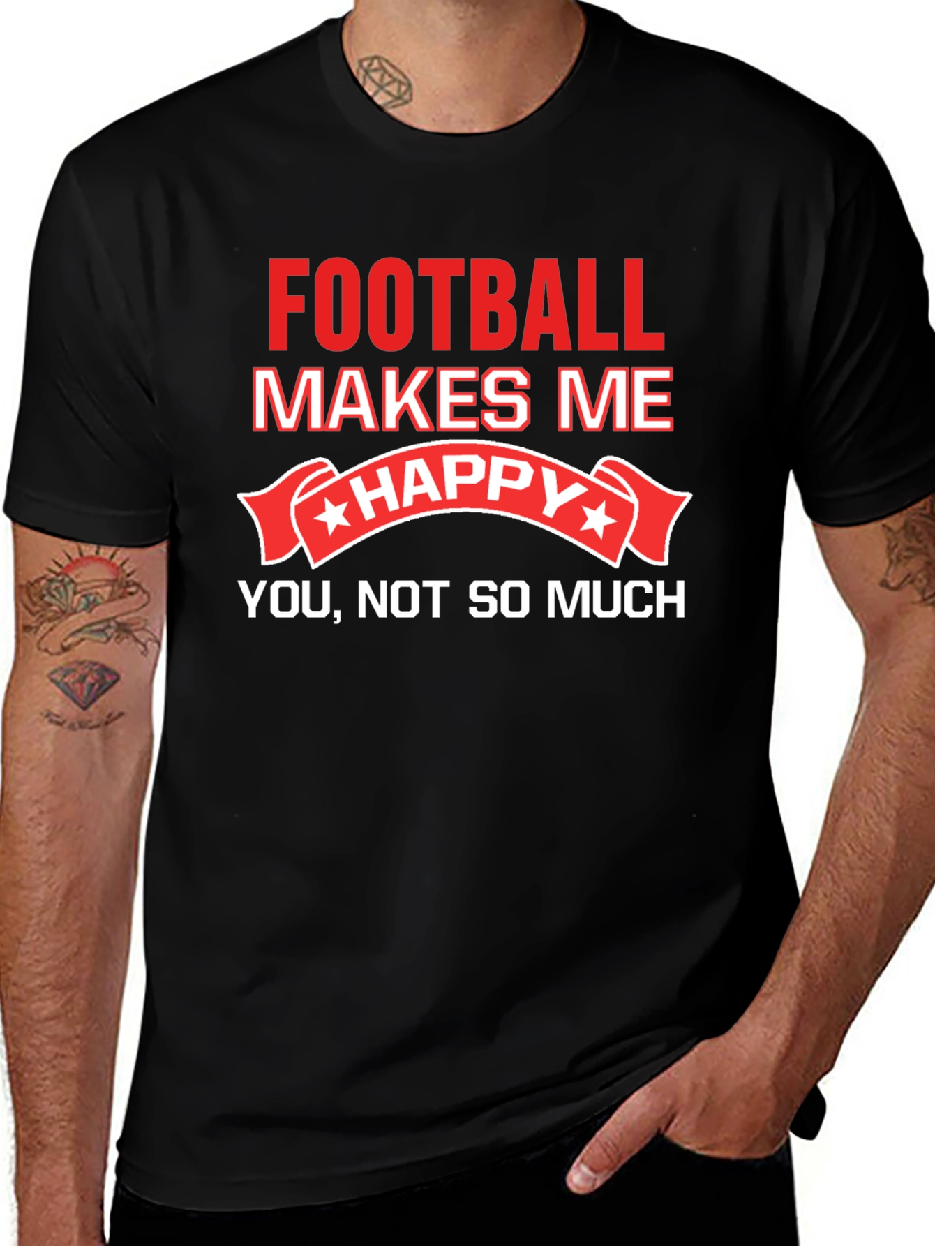 Funny Football Makes Me Happy T-Shirt