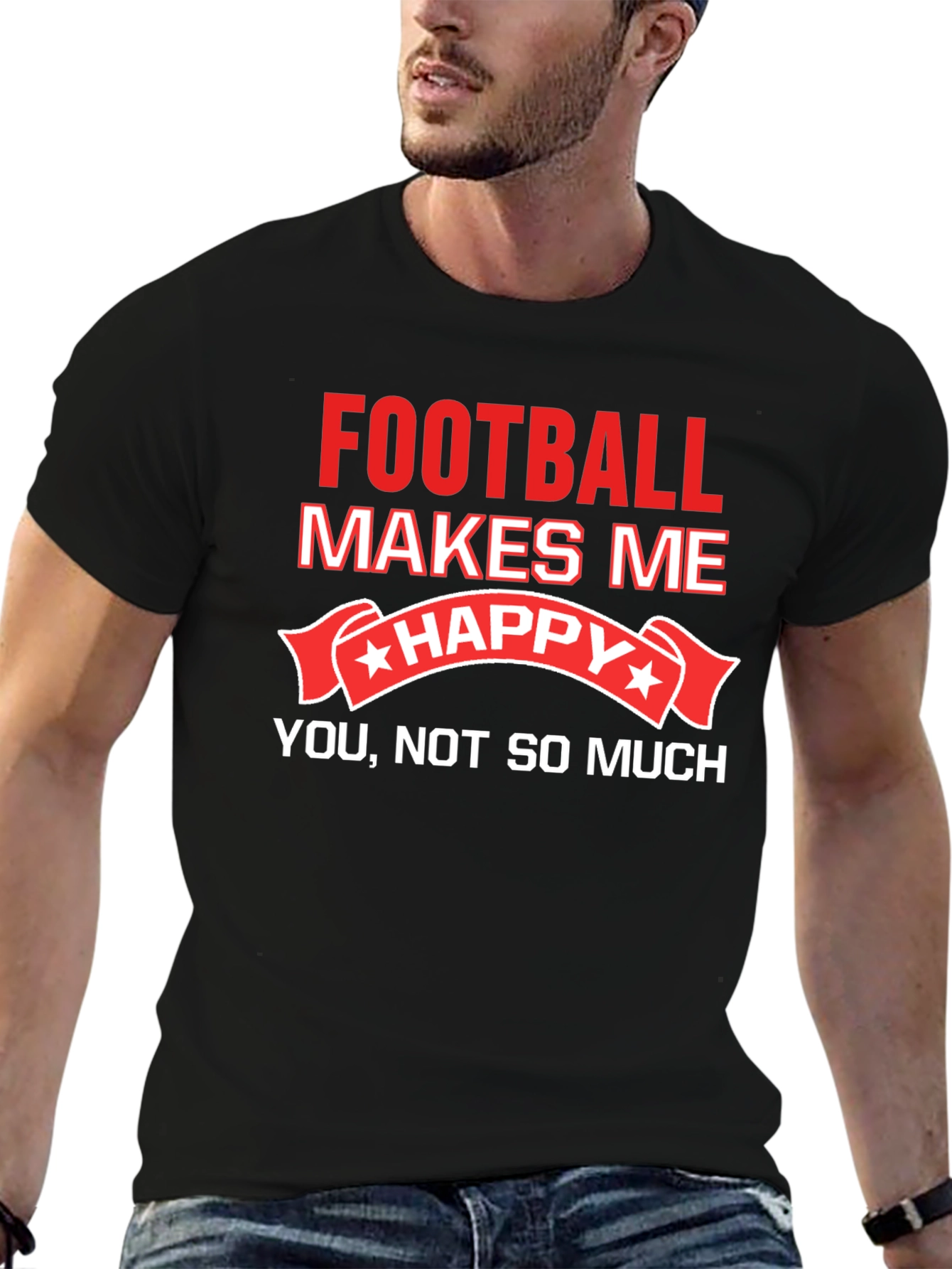 Funny Football Makes Me Happy T-Shirt
