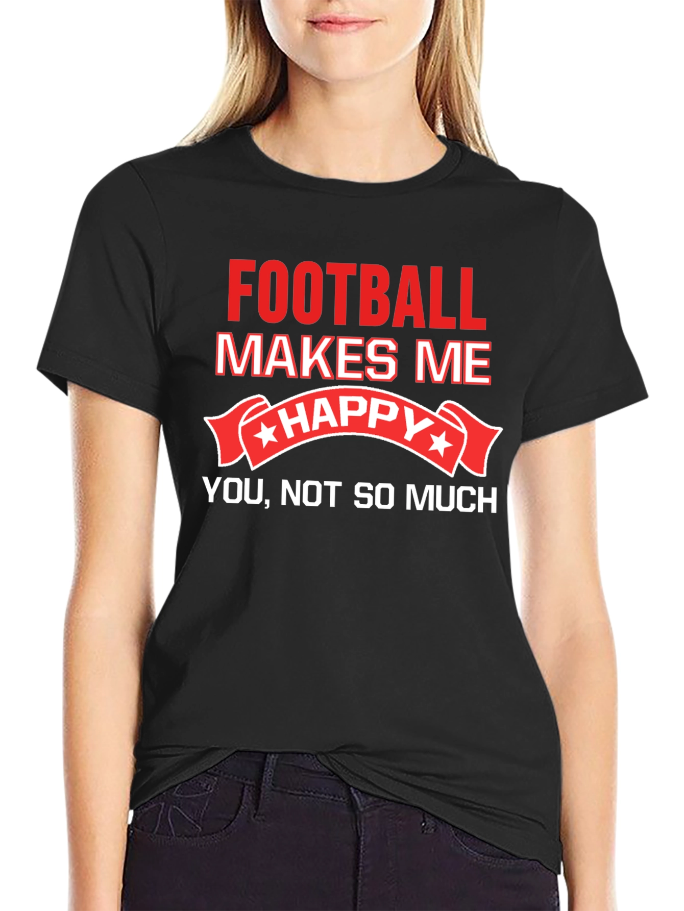 Funny Football Makes Me Happy T-Shirt