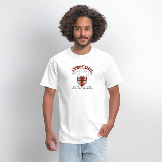 Devil flying a paramotor t-shirt