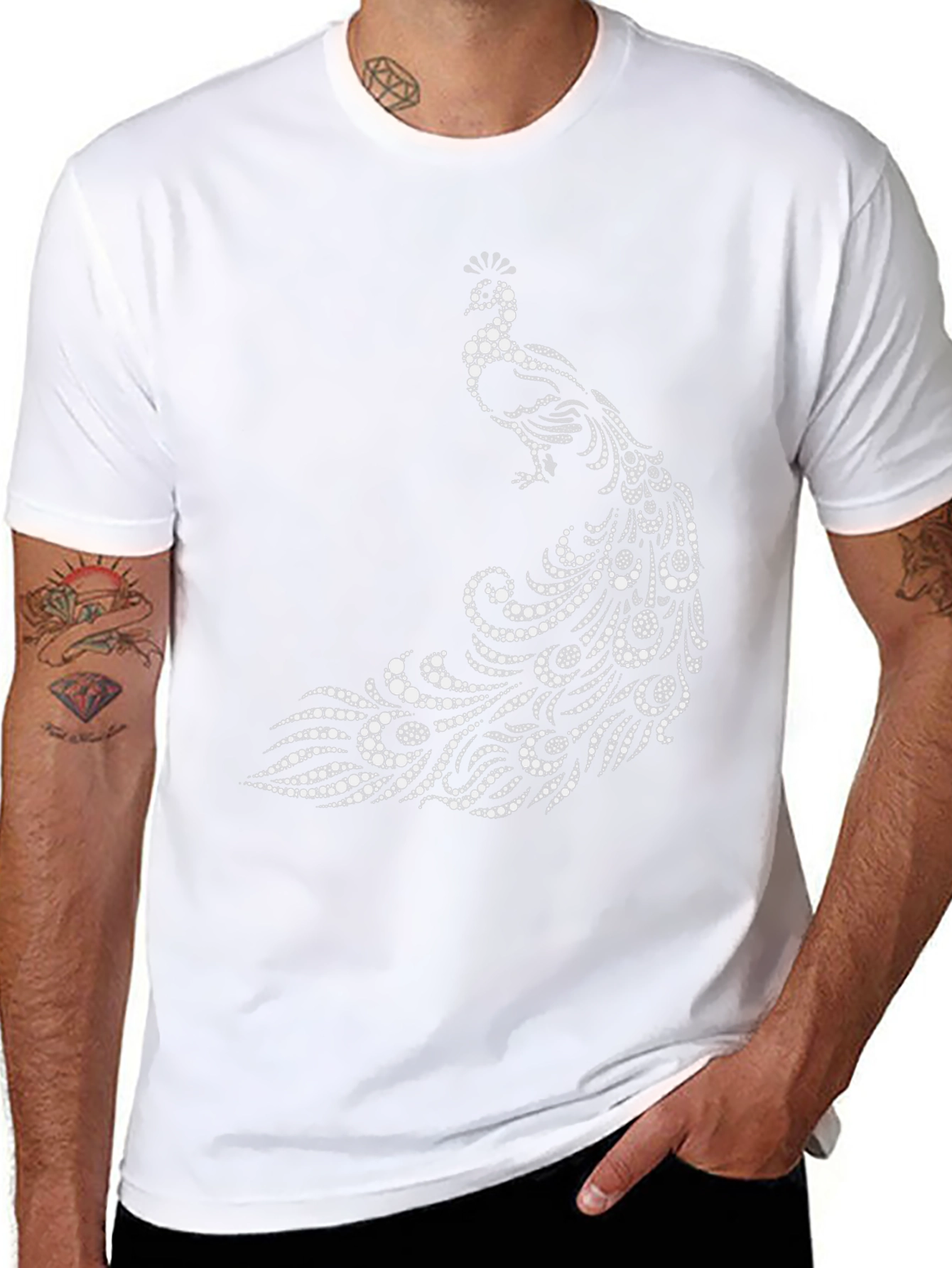 Peacock Graphic Tee - Stylish Black Cotton T-Shirt