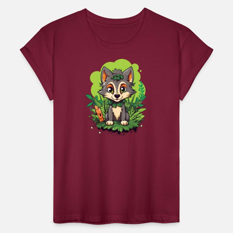 Digital Art Wolf Puppy Wearing Blue Wig Sitting