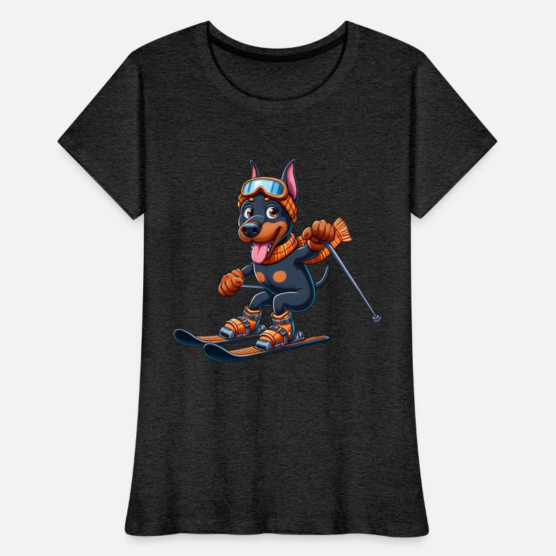 Doberman on Skis - Winter Vacation in Comic Style