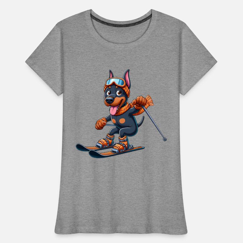 Doberman on Skis - Winter Vacation in Comic Style