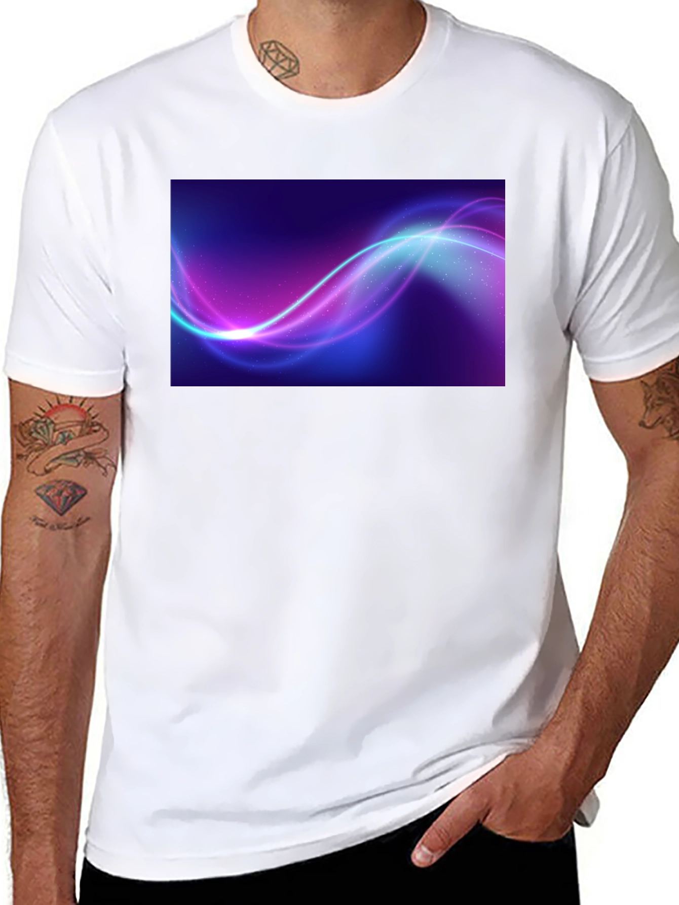 Abstract Wave Graphic Black T-Shirt
