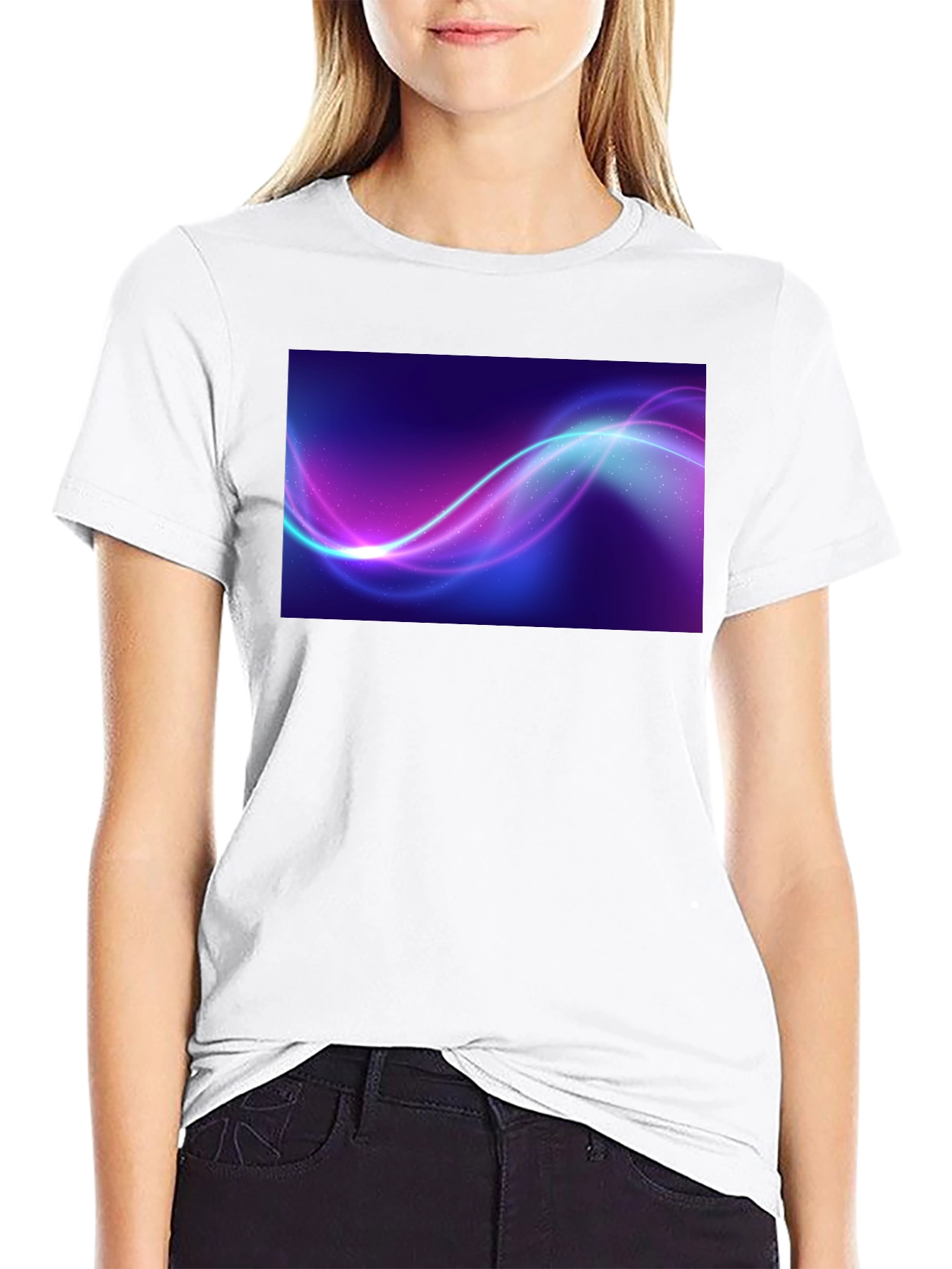 Abstract Wave Graphic Black T-Shirt